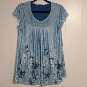 Furnex Floral Blouse with Flutter Sleeves